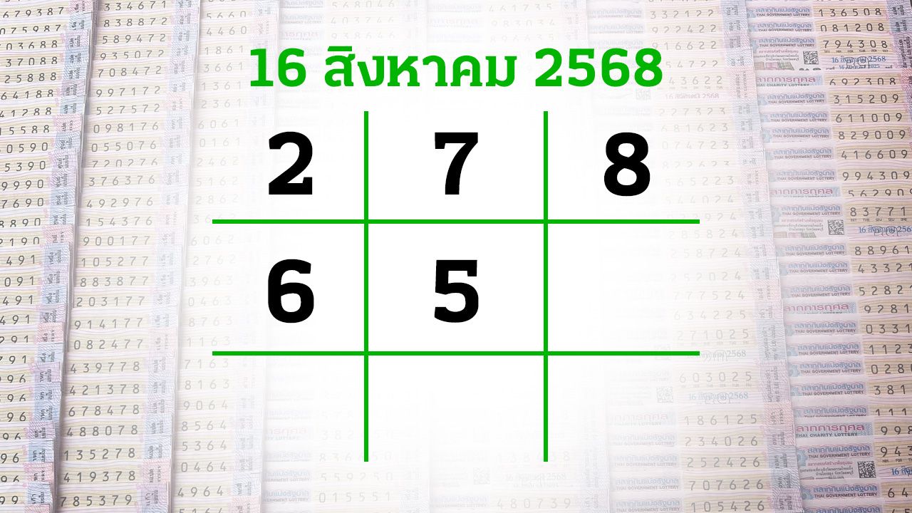 โค้งสุดท้ายหวย 'เลขเด็ดงวดนี้' 16/8/68 ลุ้นโชคได้ที่ไทยรัฐทีวี-ไทยรัฐออนไลน์