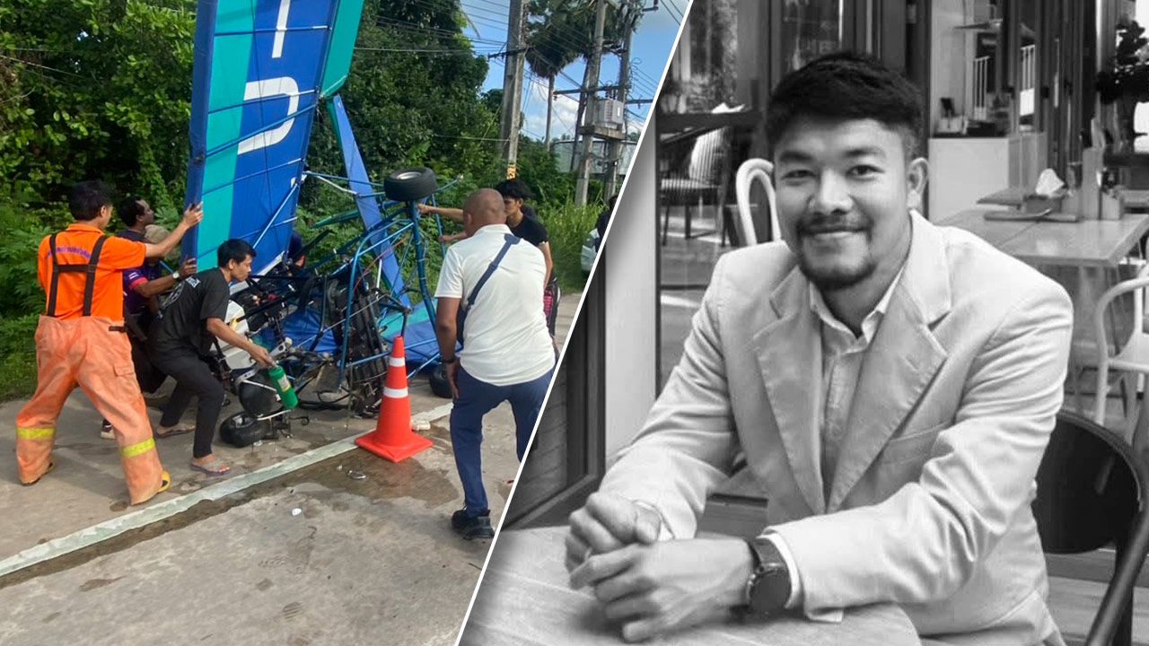 'ครูการบิน' เสียชีวิตแล้ว หลังเครื่องบินเล็กตกกลางถนน ที่ภูเก็ต