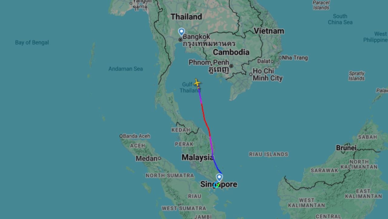 เครื่องบิน 'ทักษิณ' โชว์ปลายทางดอนเมือง ล่าสุดเข้าเขตอ่าวไทยแล้ว