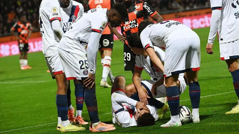 Doue on crutches after being carried off in PSG draw